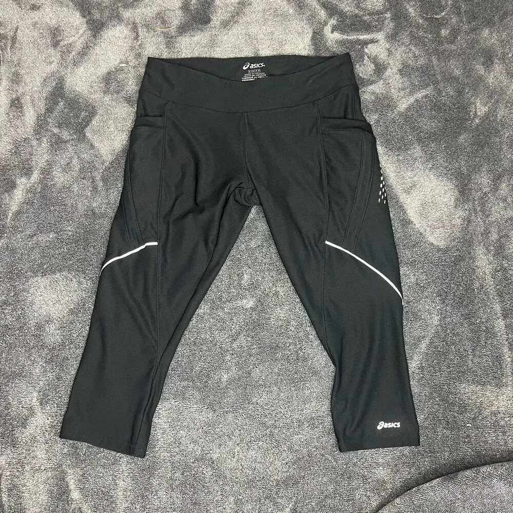 ASICS Women's Sz S Black Cropped Capri Athletic Leggings